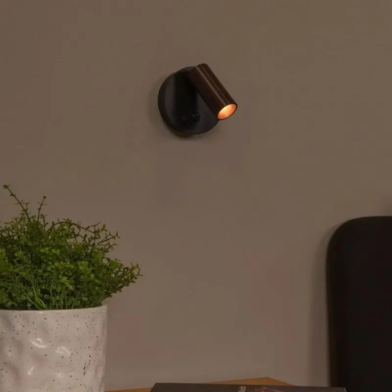 Lucide Toni - oplaadbare wandlamp met bewegingssenor - Ø 8,1 x 12,4 cm - 2W dimbare LED incl. - grijs Veilige Betaling