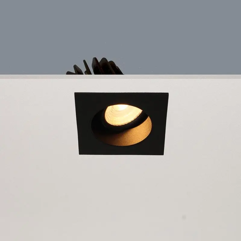 Artdelight Venice 2808 - inbouwspot - 80 x 80 mm, Ø 68 mm inbouwmaat - 8W dimbare LED incl. - IP44 - zwart Dagaanbieding