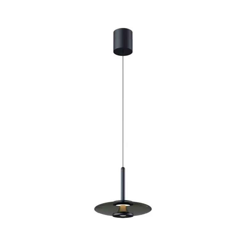 Artdelight Madison - hanglamp - Ø 22 x 200 cm - 11W dimbare LED incl. - zwart en smoke Dagaanbieding