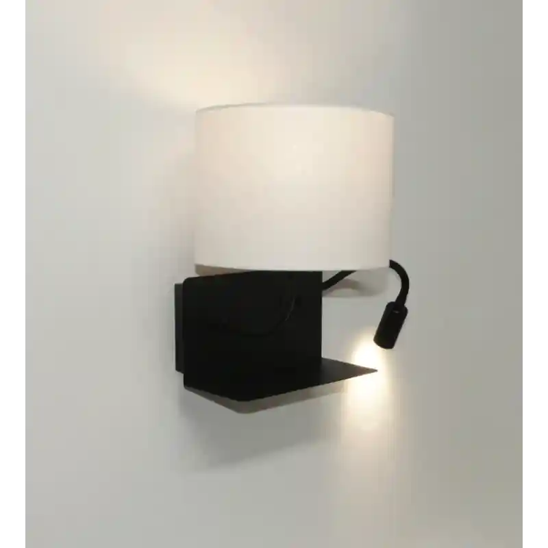 Gereduceerde Prijs Artdelight Logan - wandverlichting met rechts georiënteerde leeslamp - 22 x 15 x 20 cm - E27 + 3W LED incl. zwart