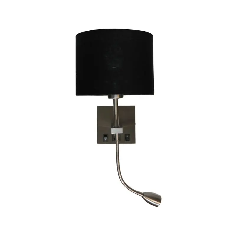 Hete Deal Artdelight Quad USB - wandverlichting met dubbele schakelaar en USB-poort - 18 x 11 x 11 cm - 3W LED incl. - mat staal