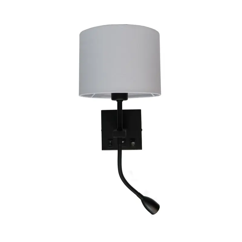 Gecertificeerd Artdelight Quad USB - wandverlichting met dubbele schakelaar en USB-poort - 18 x 11 x 11 cm - 3W LED incl. - zwart