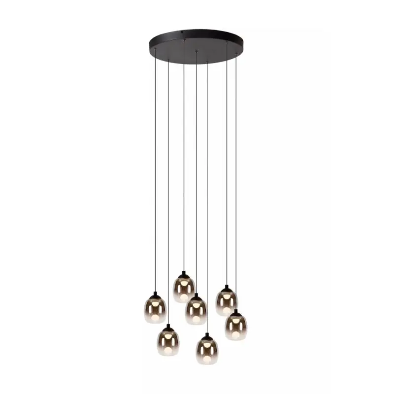 Lucide Tamino - hanglamp - Ø 52 x 186 cm - 7 x 7W dimbare LED incl. - zwart Bestel Nu
