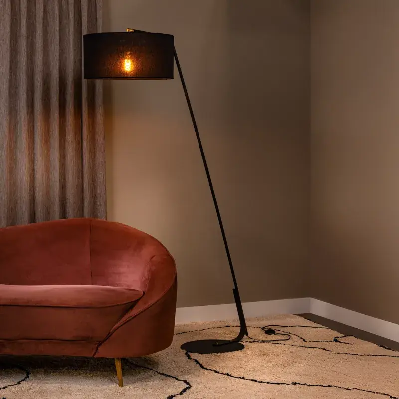 Lucide Kelso - vloerlamp - 180 cm - zwart Dagaanbieding