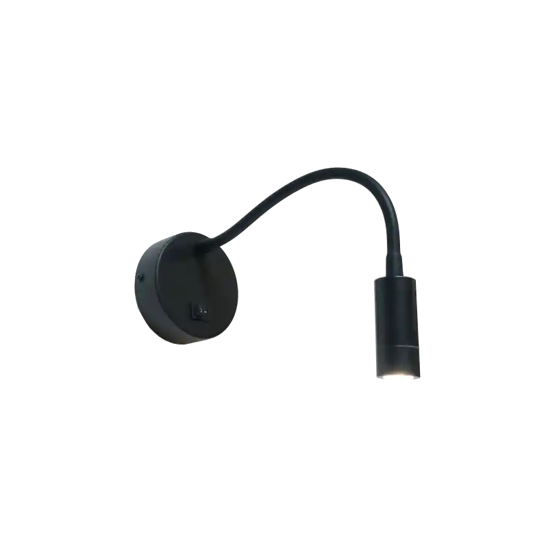 Artdelight Flexi - wandlamp met schakelaar - Ø 10 x 38 cm - 3W LED incl. - zwart Seizoensaanbieding