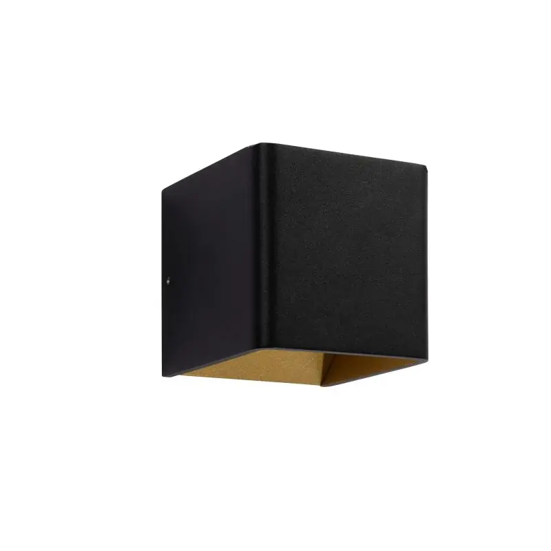 Authentiek Artdelight Fulda - wandlamp - 10 x 10 x 10 cm - 6W dimbare LED incl. - zwart en goud