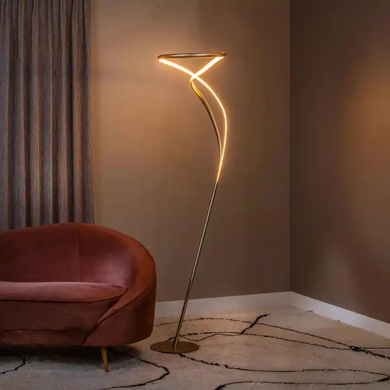 Betaalbaar Lucide Sardana - vloerlamp - Ø 43,5 x 180 cm - 30,5W dimbare LED incl. - messing