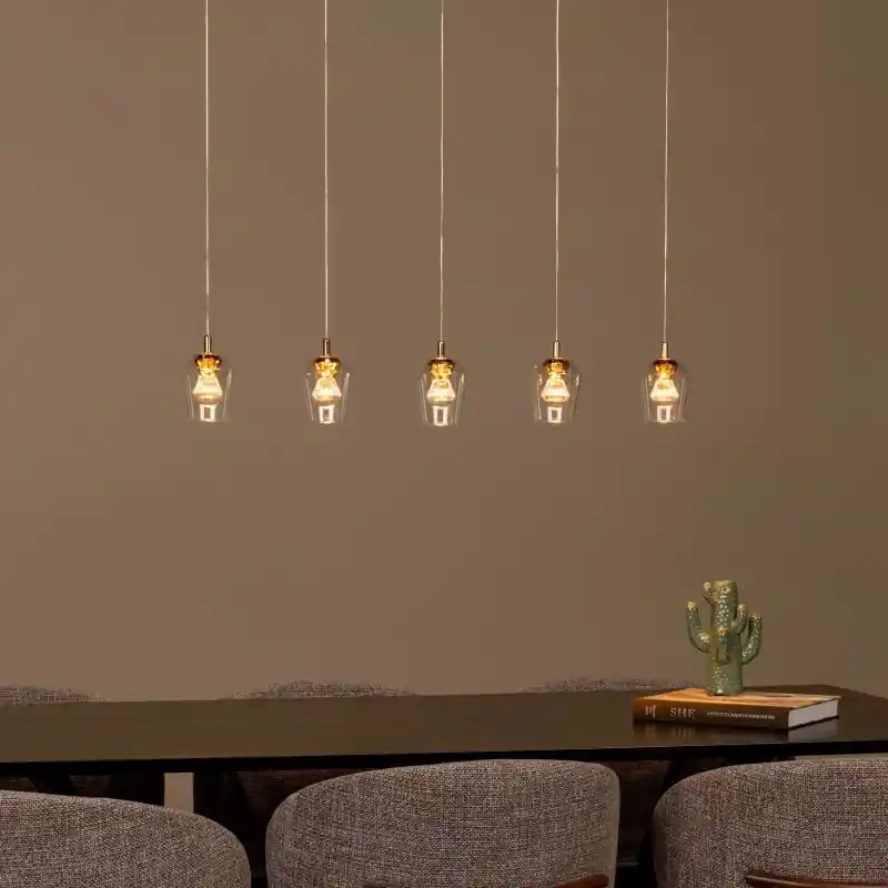 Wereldwijde Verzending Lucide Berliane - hanglamp - 93 x 11 x 164,5 cm - 5 x 4W dimbare LED incl. - transparant en goud