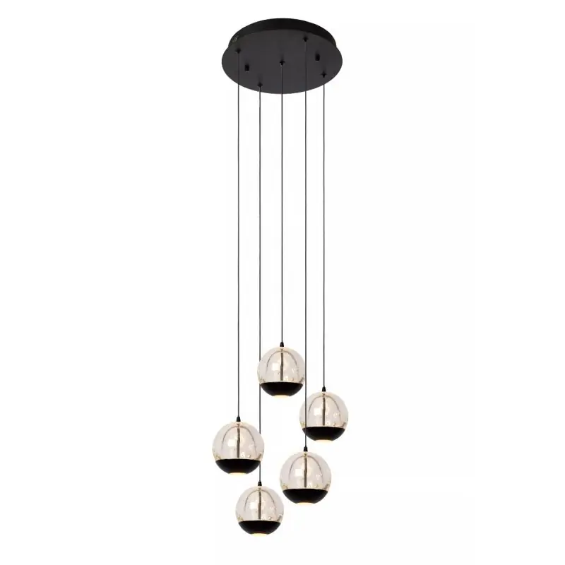 Laatste Versie Lucide Sentubal 5L - hanglamp - Ø 31 x 150 cm - 5 x 5,2W LED incl. - zwart