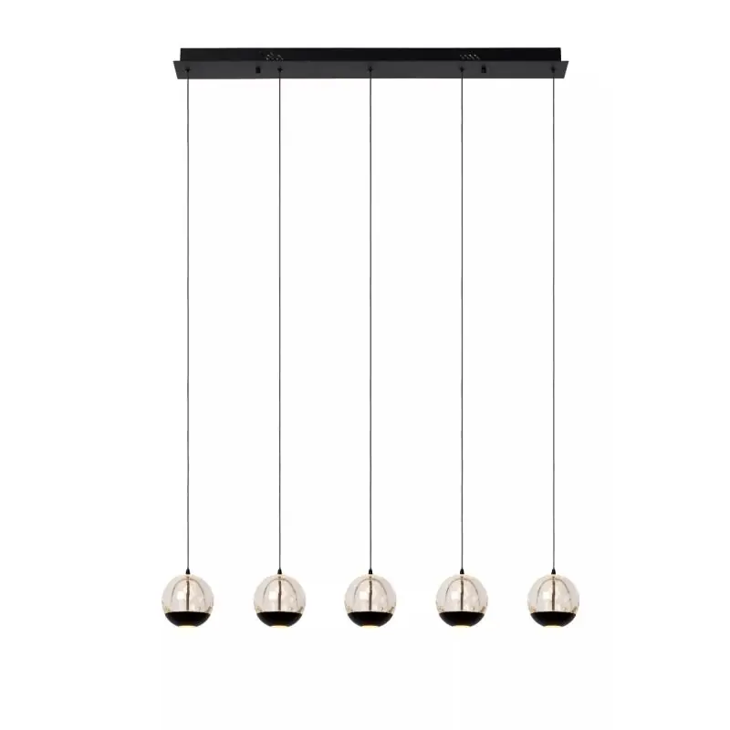 Lucide Sentubal 5L - hanglamp - 84 x 10 x 150 cm - 5 x 5,3W LED incl. - zwart Korting