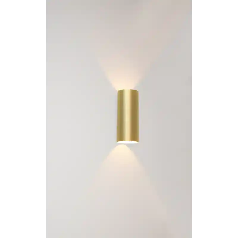 Artdelight Brody - wandlamp - Ø 7,2 x 18 cm - 2 x 4W LED incl. - IP54 - geborsteld goud Rechtstreeks Van De Fabrikant