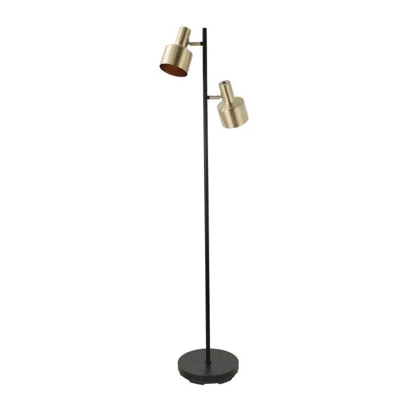 Artdelight Twinkle - vloerlamp - Ø 28 x 150 cm - zwart en mat goud Authentiek