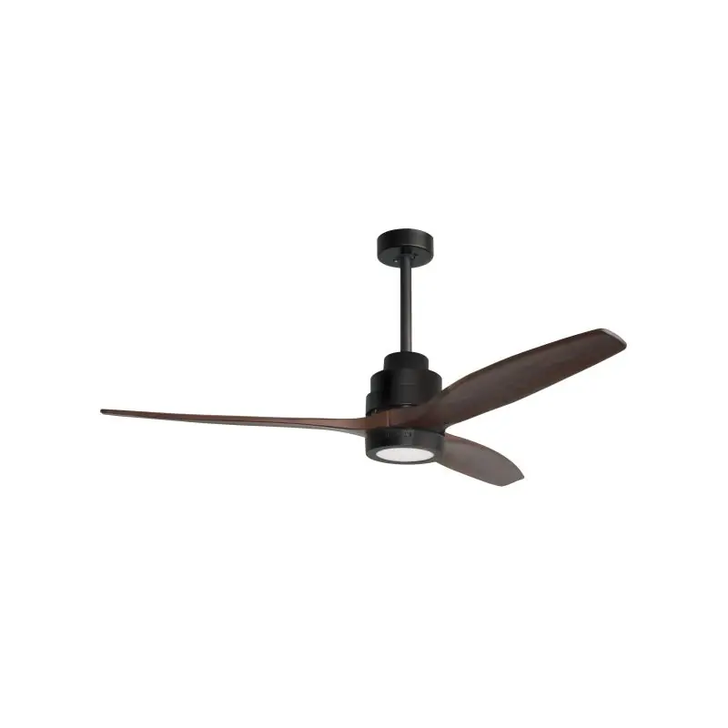 Nova Luce Sabal - plafondventilator met licht en afstandsbediening - Ø 132 x 48 cm - 12W LED incl. - bruin en mat zwart Shop Nu
