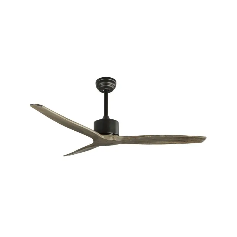 Ambachtelijk Nova Luce Vento - plafondventilator met afstandsbediening - Ø 132 x 45 cm - bruin en mat zwart