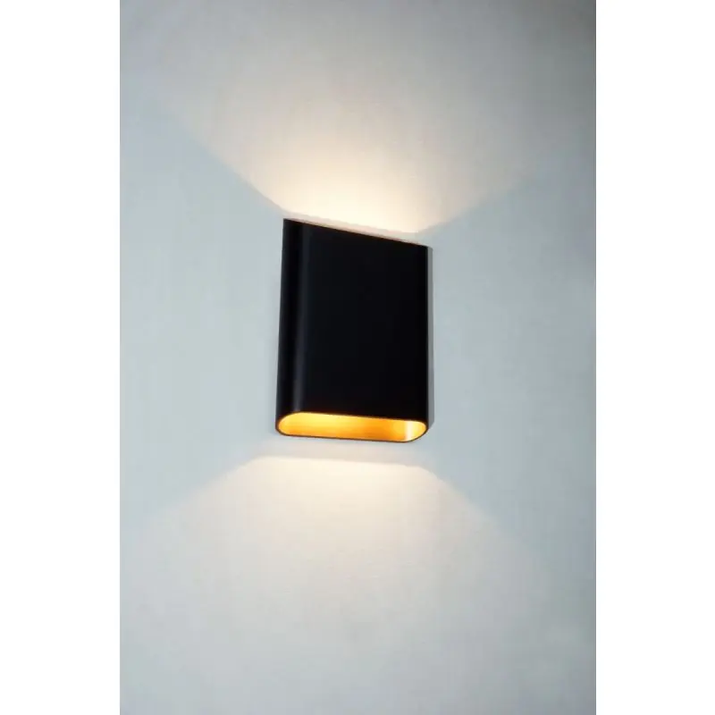 Artdelight Diaz Large - wandverlichting - 4 x 14,5 x 20 cm - 2 x 6W LED incl. - IP65 - zwart met goud Bestel Nu