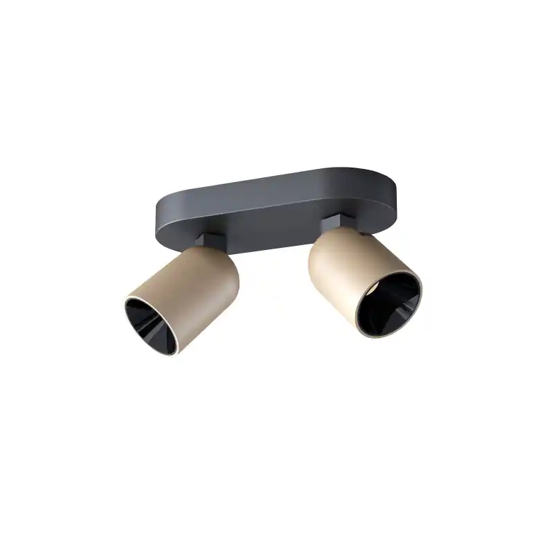 Op = Op Artdelight Houston - 2L - 20 x 9 x 12,1 cm - 2 x 8W dimbaar LED incl. - zwart en champagne
