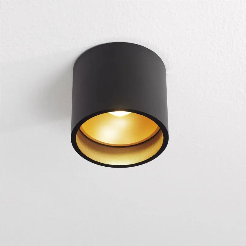 Artdelight Ormond - plafondverlichting - Ø 11 x 10 cm - 7W dimbare LED incl. - IP54 - zwart en mat goud Alleen Vandaag