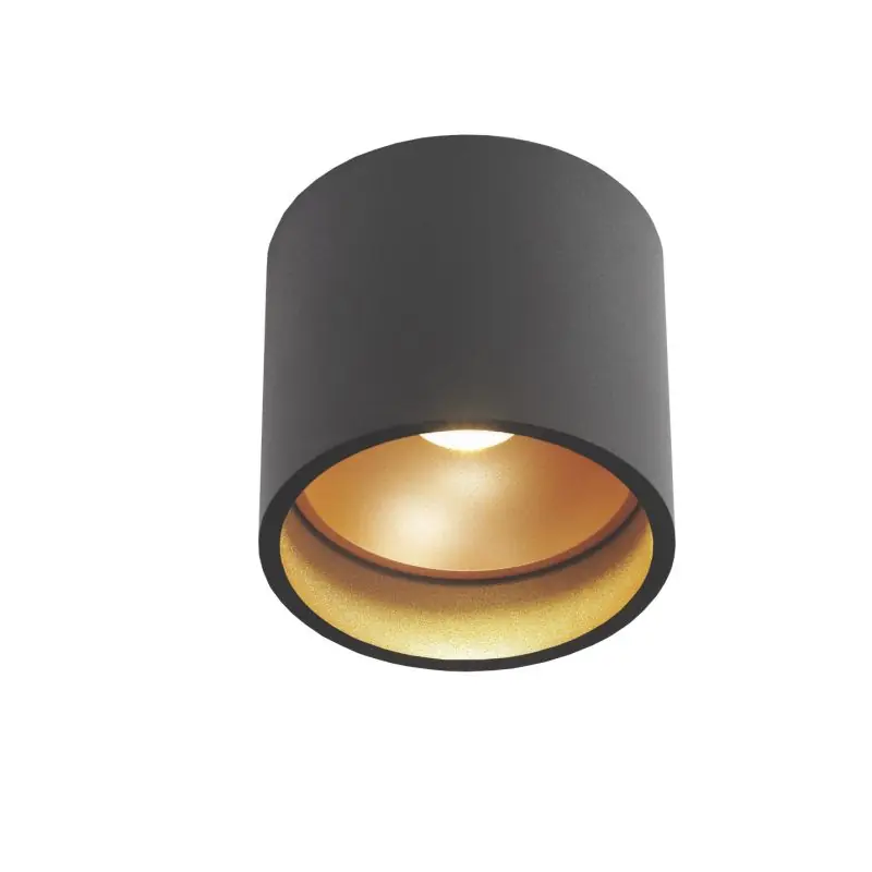 Artdelight Ormond - plafondverlichting - Ø 11 x 10 cm - 7W dimbare LED incl. - IP54 - zwart/goud Gecertificeerd