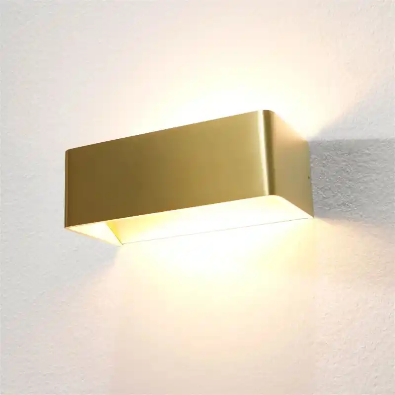 Plaats Bestelling Artdelight Mainz - wandverlichting - 20 x 10 x 7 cm - 2 x 3W dimbare LED incl. - goud geborsteld