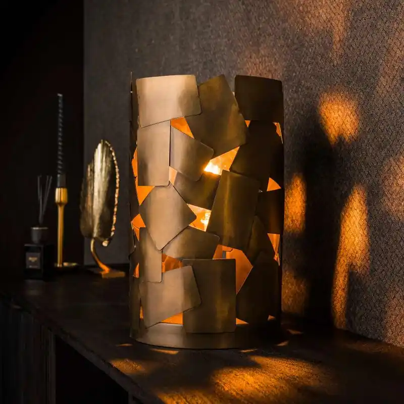 Vico Patch Cylinder - tafellamp - Ø 23 x 38 cm - antiek brons Speciale Aanbieding