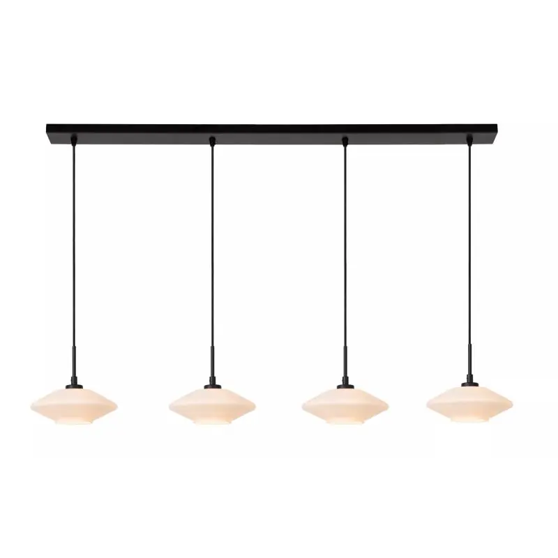 Lucide Trevor 4L - hanglamp - 125 x 20 x 150 cm - zwart en opaal Gereduceerde Prijs