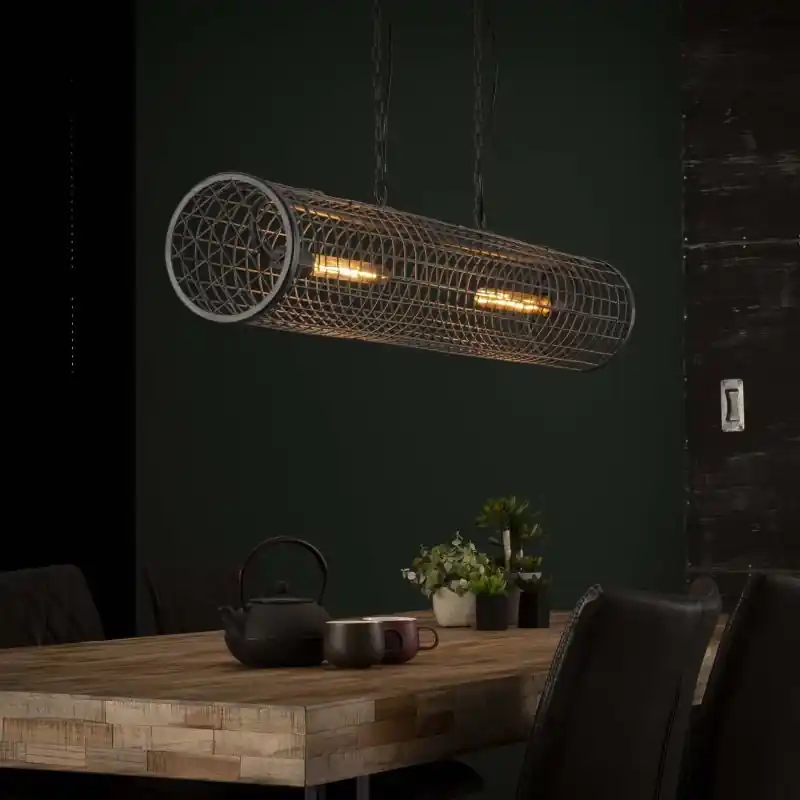 Ambachtelijk Vico Cylinder - hanglamp - 121 x 20 x 150 cm - grijs
