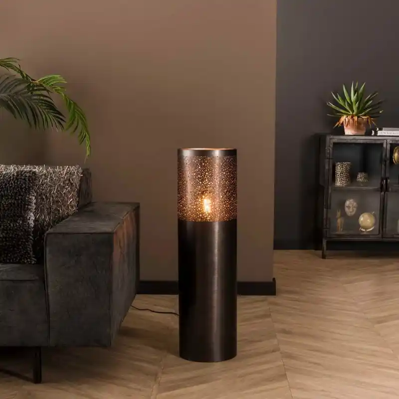 Superprijs Vico Cylinder Nikkel - vloerlamp - Ø 25 x 90 cm - zwart nikkel