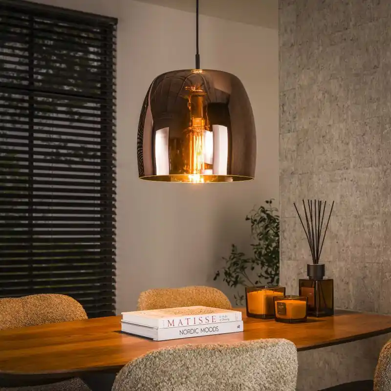 In De Mode Vico Drift Glass - hanglamp - Ø 35 x 150 cm - koper