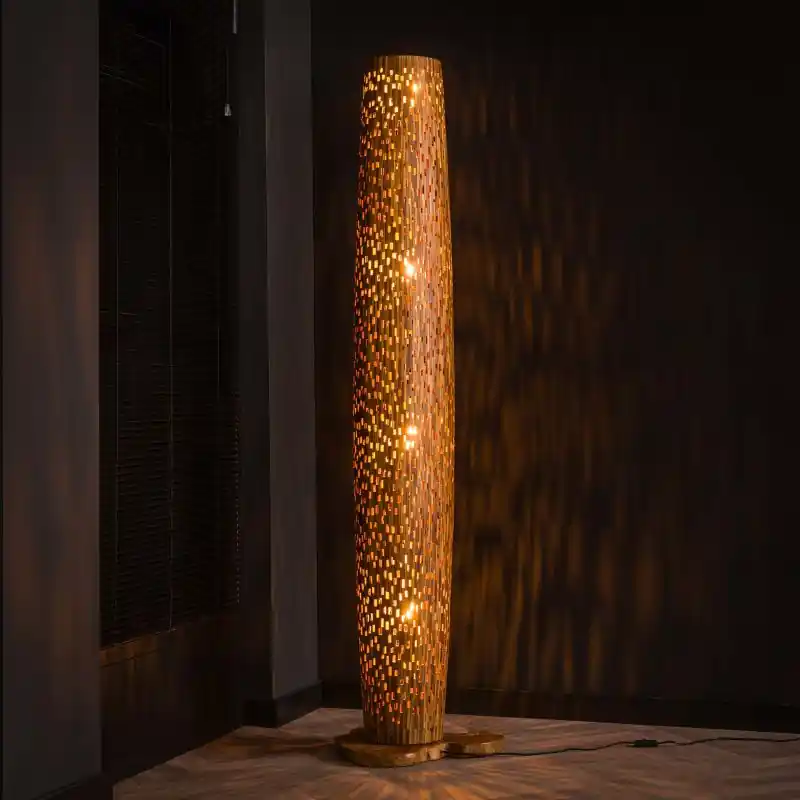 Gecertificeerd Vico Bars - vloerlamp - Ø 40 x 184 cm - lichtbruin
