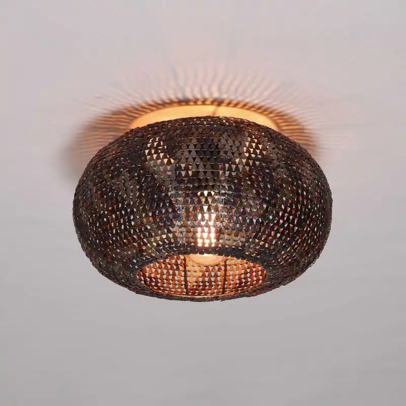 Laatste Kans Vico Armor - plafondlamp - Ø 40 x 20 cm - zwart bruin