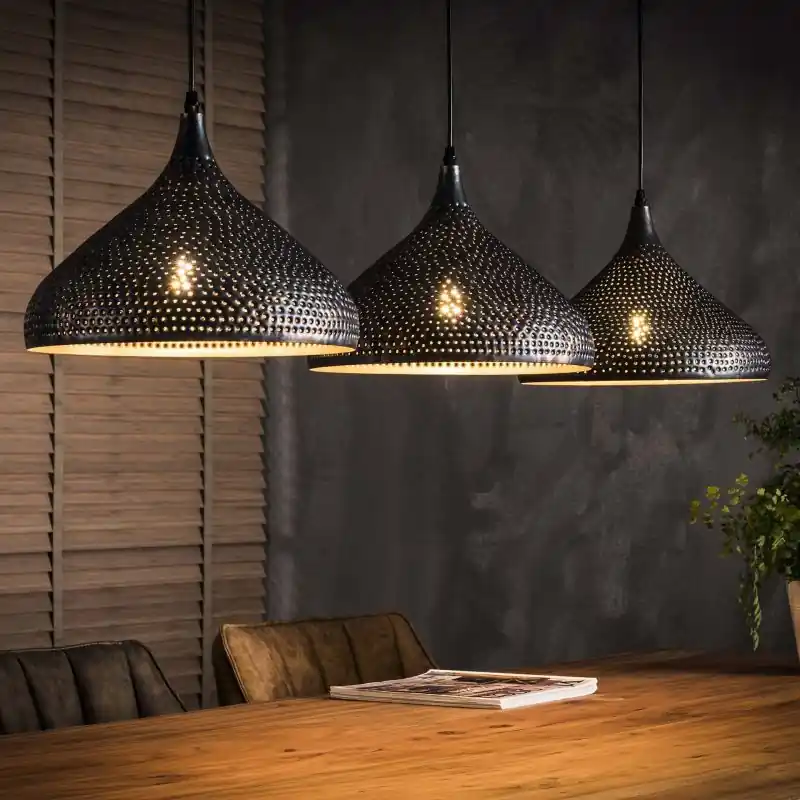Bestel Nu Vico Perforated - hanglamp 3L - 135 x 32 x 150 cm - zwart bruin