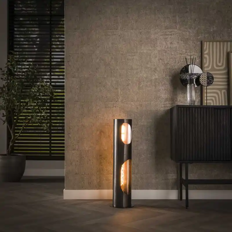 Vico Organic Cylinder - vloerlamp - 71 cm - zwart nikkel Shop Nu