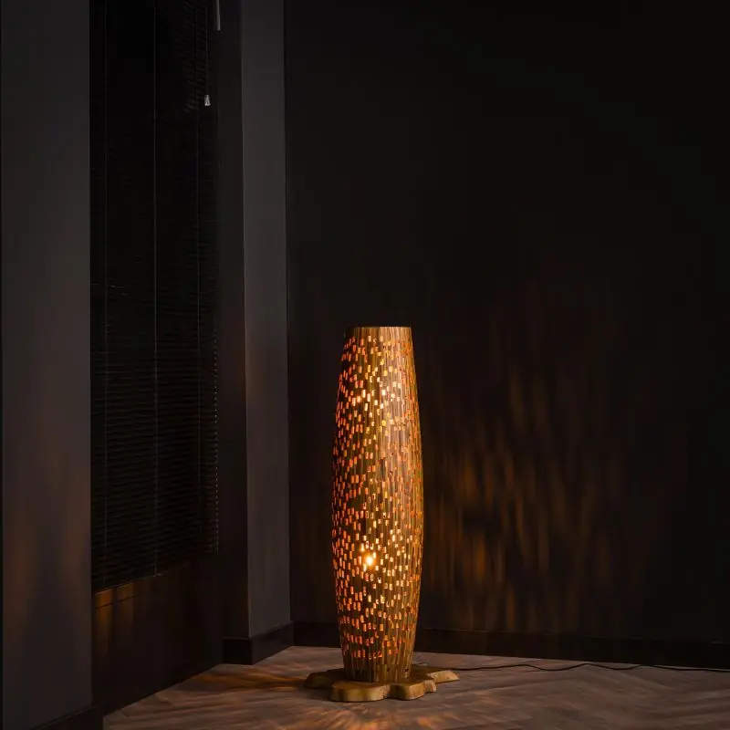 Luxe Vico S Bars - vloerlamp - Ø 40 x 104 cm - lichtbruin