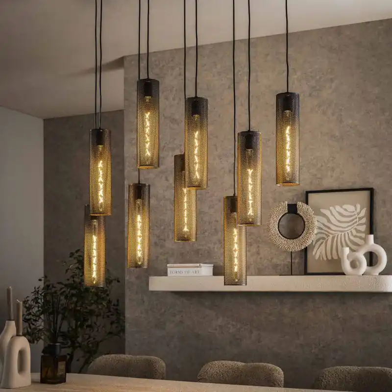 Vico Tube Mesh - hanglamp - 100 x 30 x 150 cm - zwart Ambachtelijk