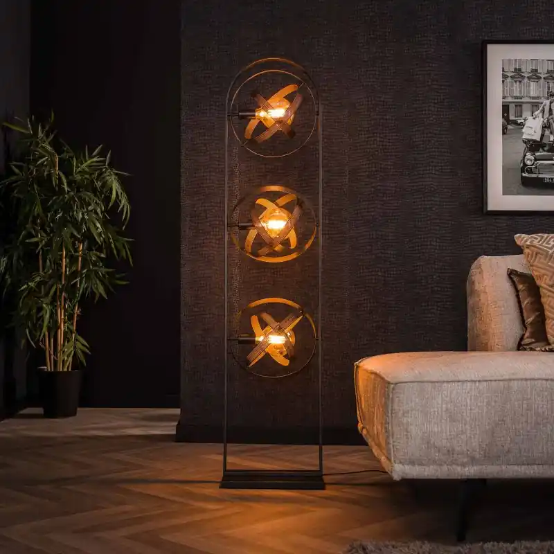 Handgemaakt Vico Cosmos Mesh - vloerlamp - 160 cm - artic zwart