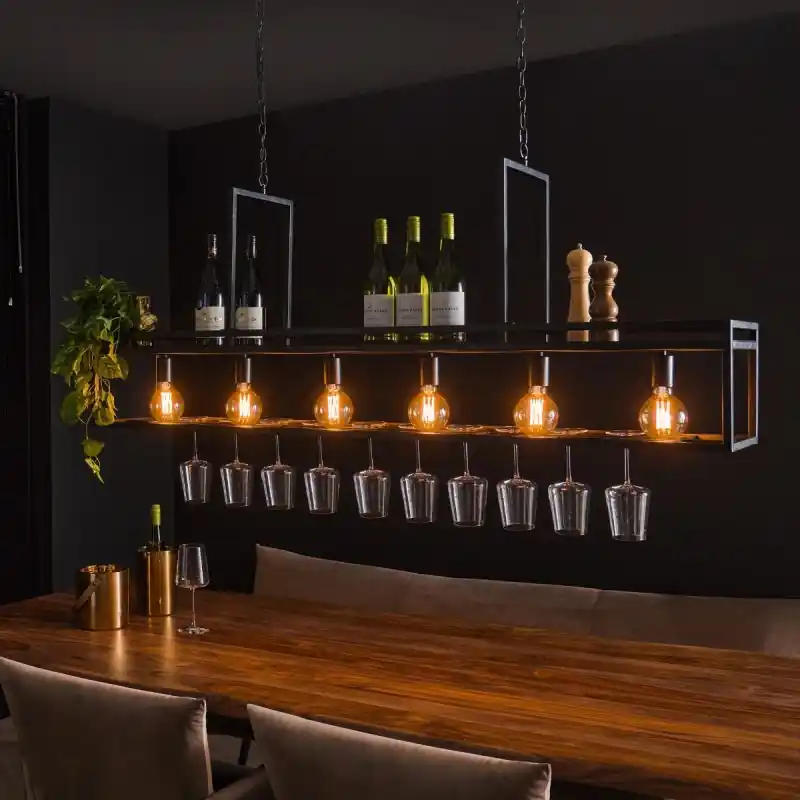 Vico Bar 6L - hanglamp - 160 x 28 x 150 cm - artic zwart Tijdelijk Beschikbaar