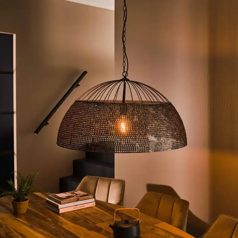 Vico Knight - hanglamp - Ø 80 x 150 cm - zwart bruin Budget