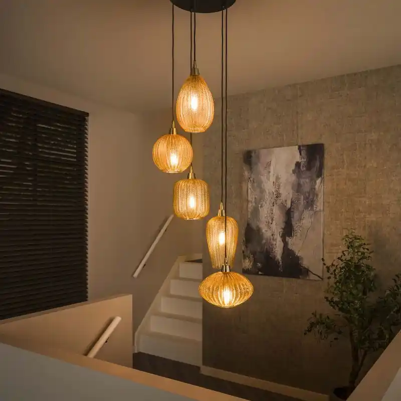Vico Pattern Stepped - hanglamp - Ø 40 x 180 cm - amber Uitverkoop