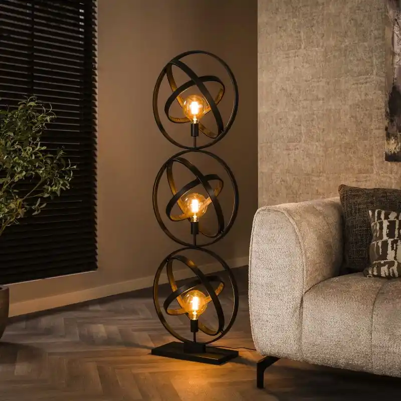 Goedkoop Vico Galaxy - vloerlamp - 155 cm - zwart