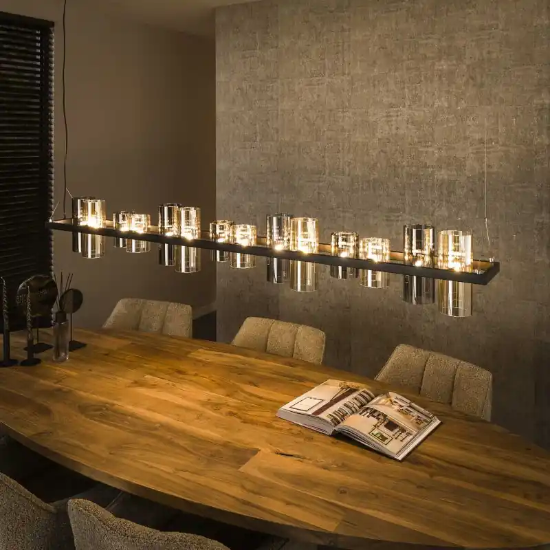 Veilige Betaling Vico Cylinder Mixed Glass - hanglamp - 190 x 20 x 150 cm - zwart