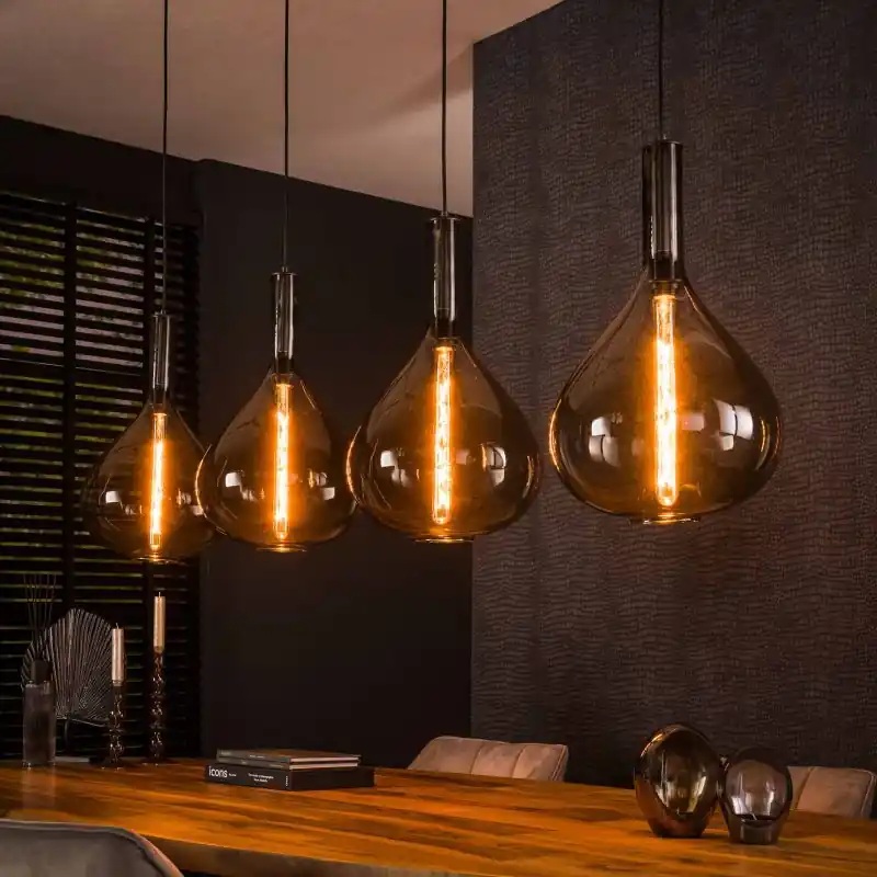 Vico Drop smoke - hanglamp - 164 x 30 x 150 cm - zwart Veilige Betaling