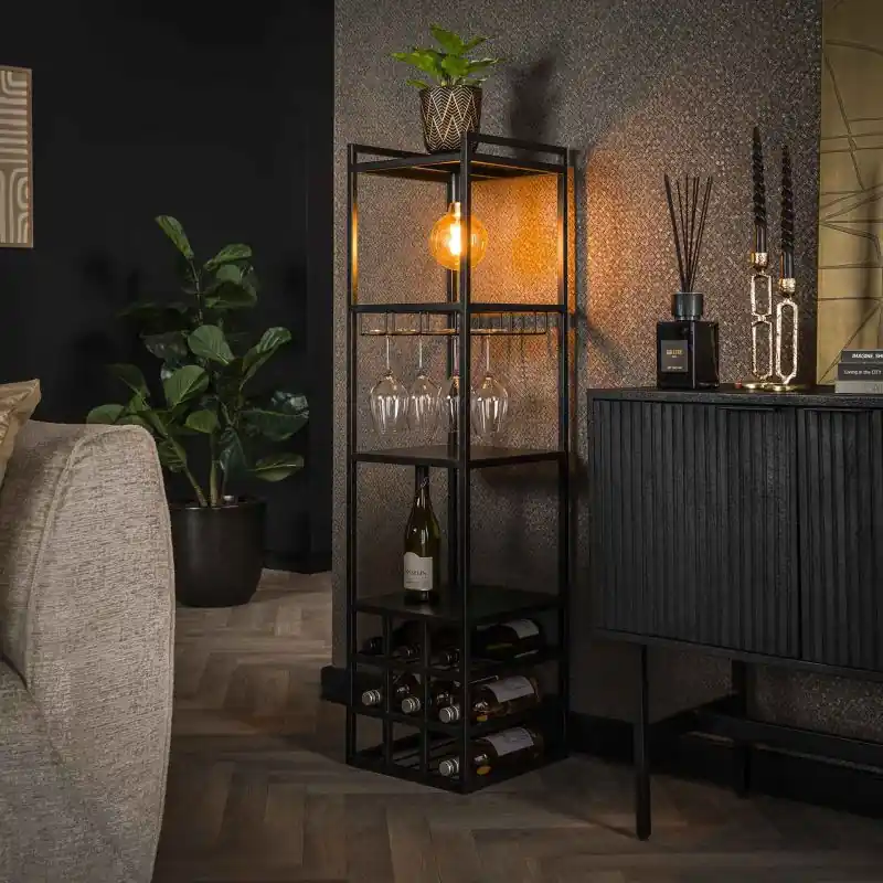 Vico Decorate - wijnrek lamp - 33 x 35 x 132 cm - houtskool Actieprijs