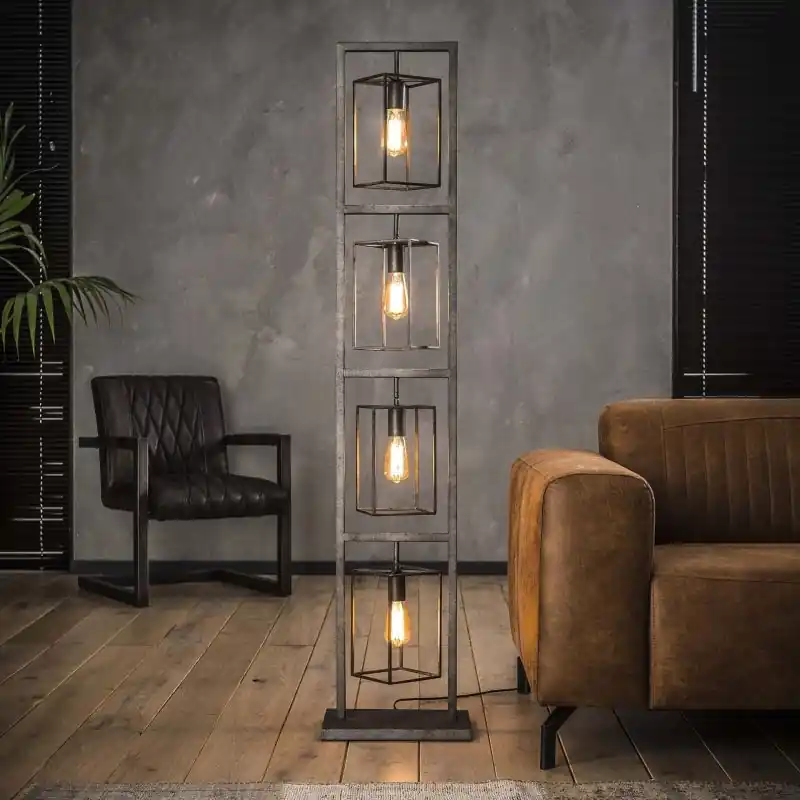 Vico Cubic Tower - staanlamp - 160 cm - oud zilver Snelle Levering
