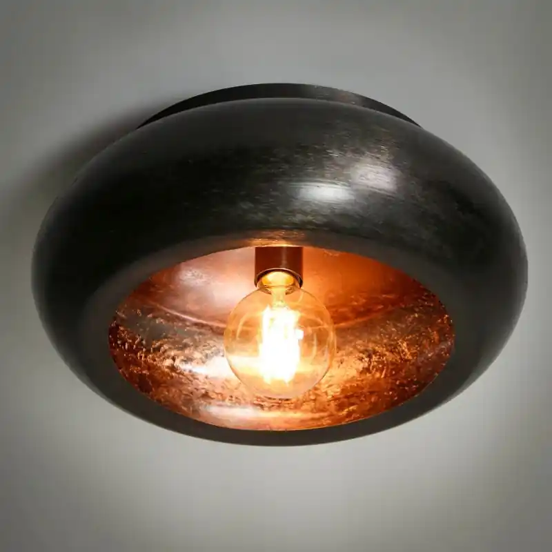 Nu Kopen Vico Sky Round - plafondverlichting - Ø 42 x 18 cm - zwart nikkel
