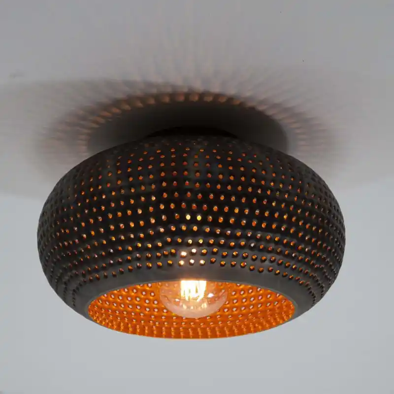 Vico Perforated - plafondverlichting - Ø 35 x 20 cm - zwart bruin Topkwaliteit