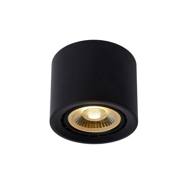 Lucide Fedler - opbouwspot - Ø 12 x 8,5 cm - 12W dimbare LED incl. - dim to warm - zwart Shop Nu