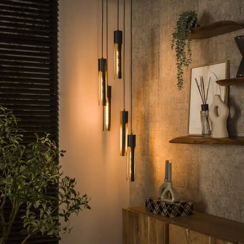 Vico Tube - hanglamp - 180 cm - zwart Luxe