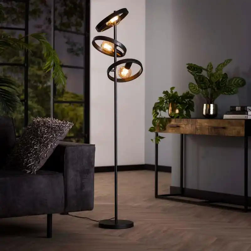 Vico Hover - vloerlamp 3L - 40 x 40 x 155 cm - houtskool Nieuw