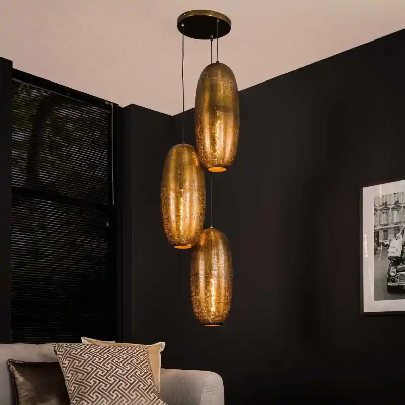 Nu Kopen Vico Hoop 3L - hanglamp - Ø 45 x 180 cm - antiek brons