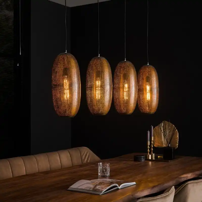Favoriet Vico Hoop 4L - hanglamp - 125 x 18 x 150 cm - antiek brons